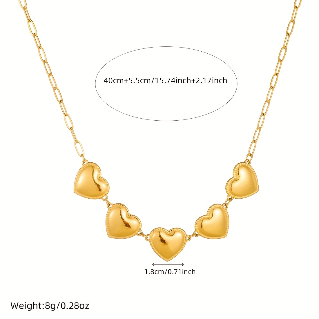 Women's Golden Retro Elegant Heart Pendant Necklace, All Seasons